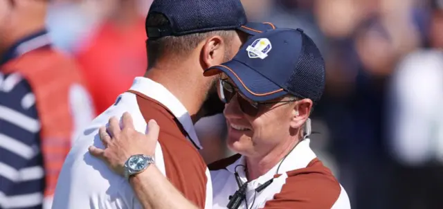 Jon Rahm embraces Luke Donald