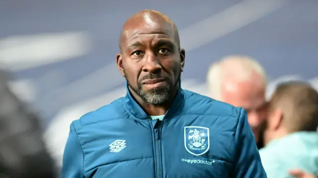 Darren Moore on the touchline for Huddersfield