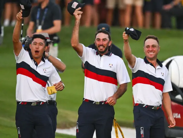 American players celebrate