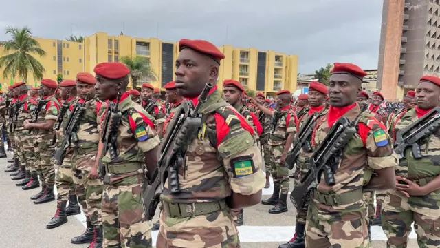 Military men in formation