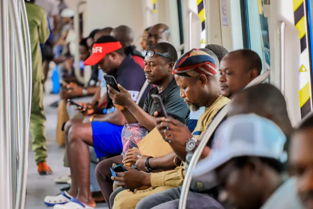 Passengers inside a train