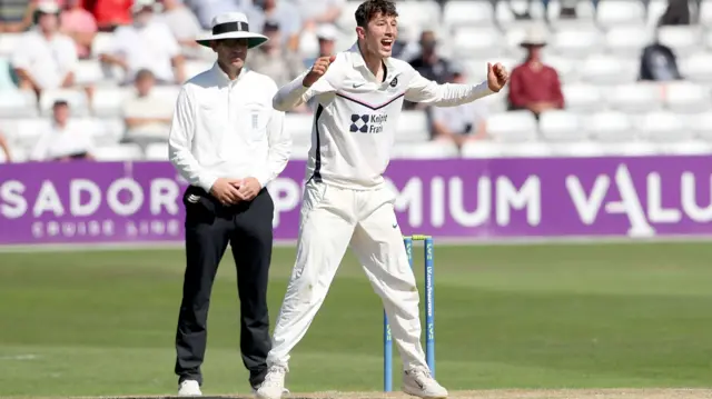 Josh de Caires takes a wicket