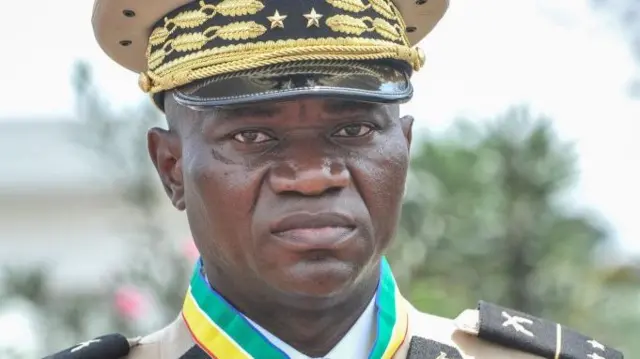 Head of Gabon's elite Republican Guard, General Brice Oligui Nguema, is seen in Libreville on August 16, 2023 during celebrations ahead of Gabon Independence day celebrated on August 17, 2023.