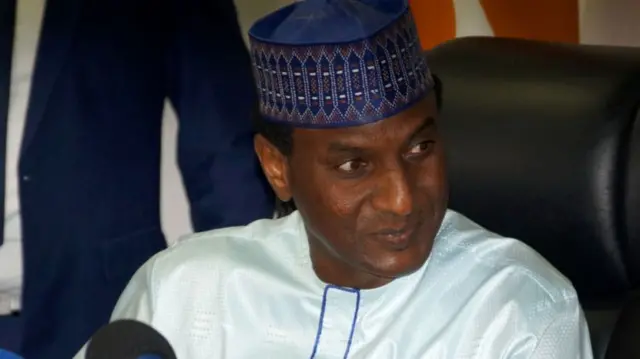 Niger's transitional Prime Minister Ali Mahamane Lamine Zeine holds a press conference related to transition period of the country in the capital Niamey, Niger on September 4, 2023.