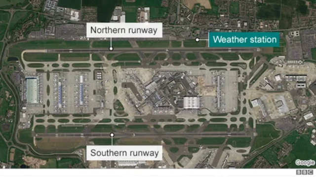 London Heathrow weather station map