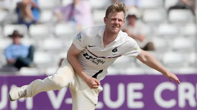 Sam Robson bowling at Chelmsford