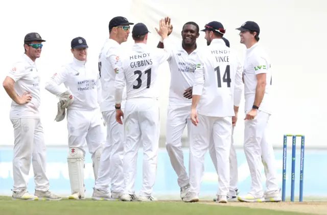 Hampshire celebrate as a team