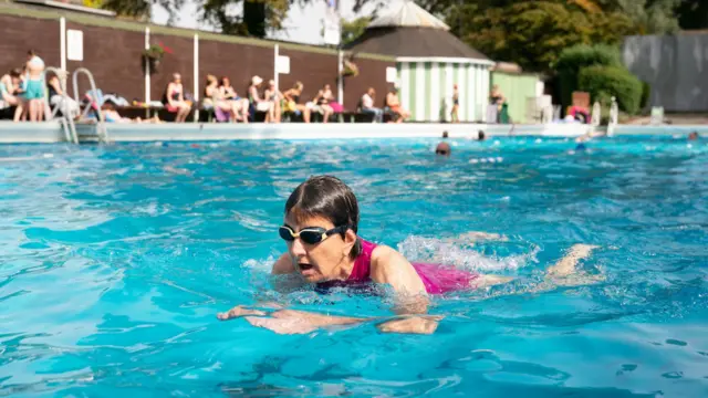 A woman swimming