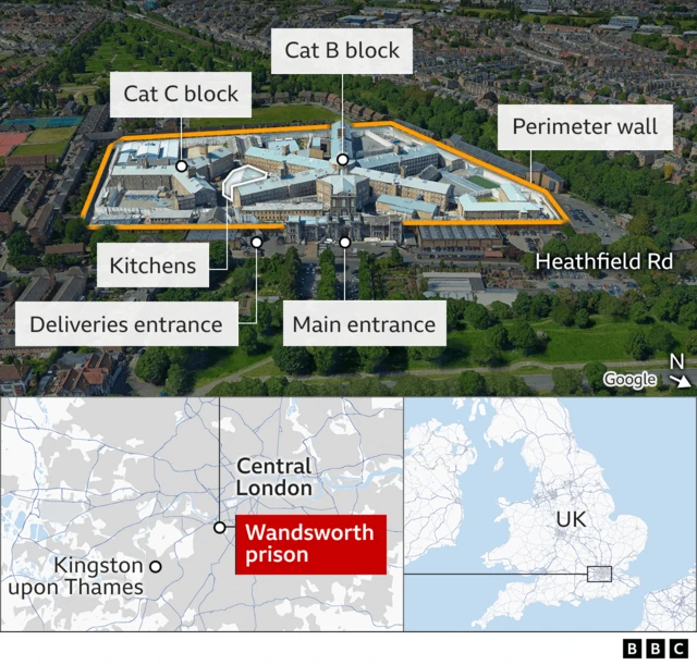 Graphic shows layout of Wandsworth prison