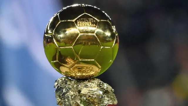 The Ballon d'Or trophy for Lionel Messi in 2021