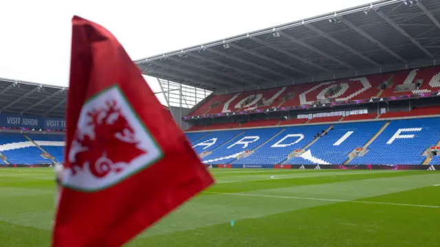 A Wales corner flag at the Cardiff City Stadium