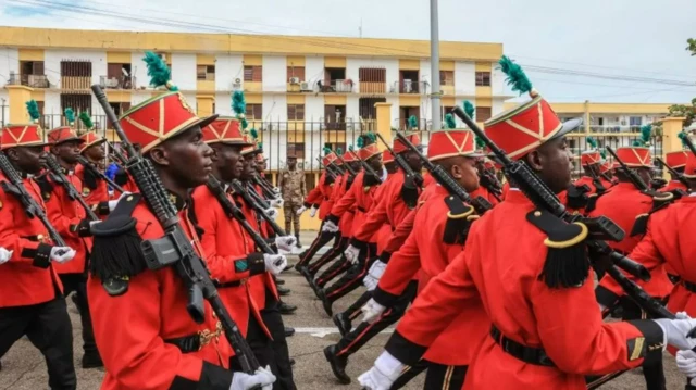 Soldiers marching