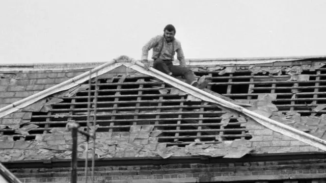 Bronson on a rooftop