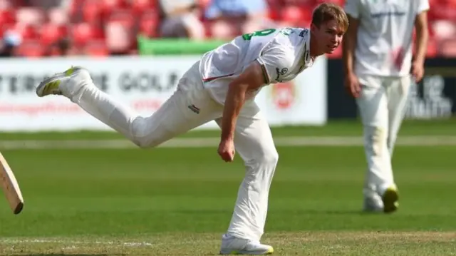 Young Leicestershire paceman Tom Scriven took seven wickets in the match in last week's vicfory over Gloucestershire