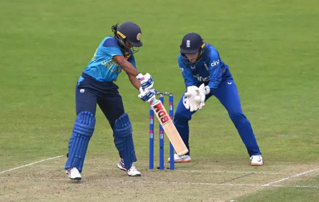 Amy Jones takes a catch to dismiss Ranasinghe