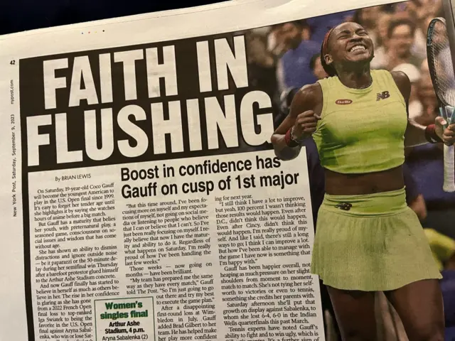 The inside page of the New York Post