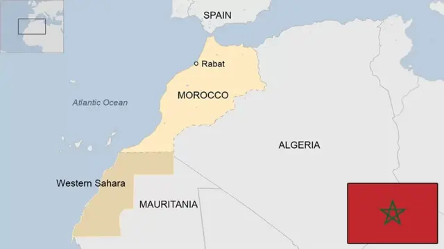 Map of Morocco with flag