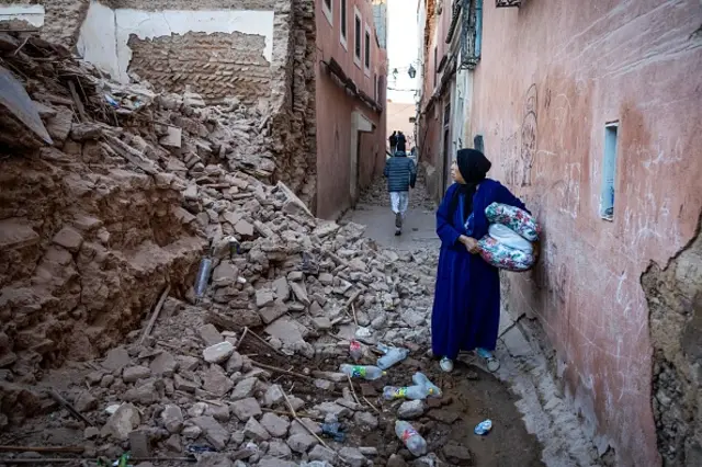The old town of Marrakesh, Medine, had many buildings collapsed - September 9, 2023