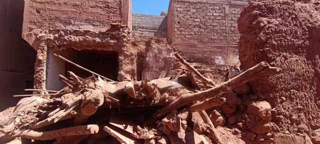Houses collapsed in Asni village in Atlas Mountains, residents are waiting for help, 9 September 2023