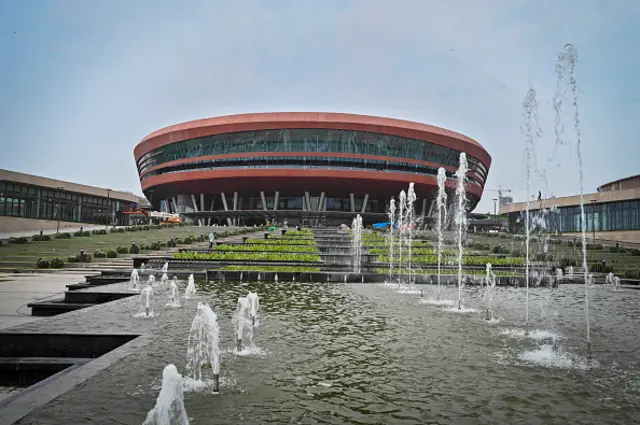 The redeveloped International Convention Centre at Pragati Maidan in Delhi, India