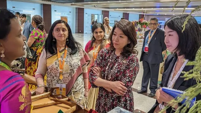 Spouses of G20 leaders at a millet farm in Delhi