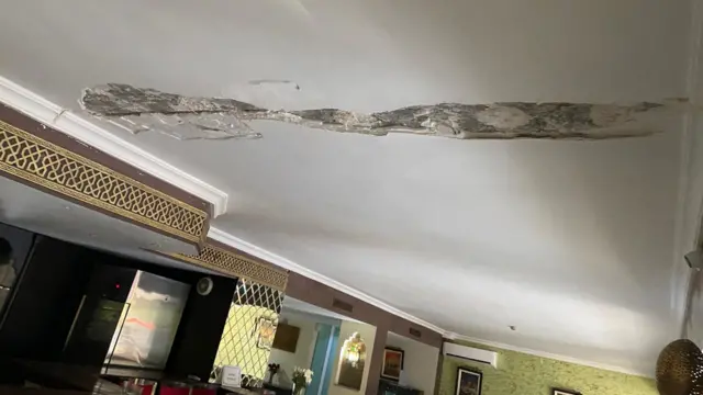 Crack in hotel roof in Marrakesh after earthquake