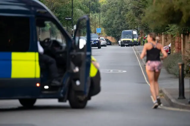 Police vans in Chiswick area