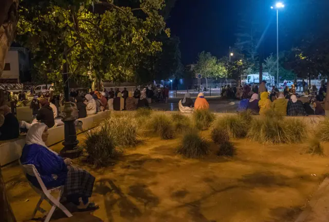 People in Rabat tried to keep safe on the streets after the earthquake, 8 September 2023