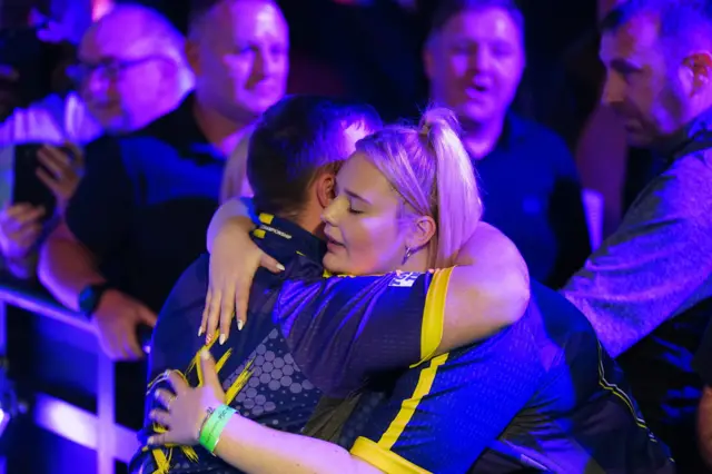 Luke Littler hugs sister