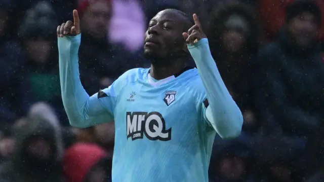 Edo Kayembe celebrates scoring