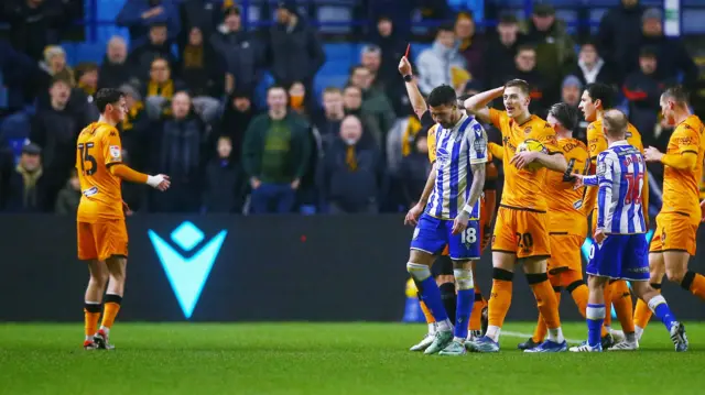 Tyler Morton shown a red card