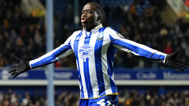 Djeidi Gassama celebrates scoring