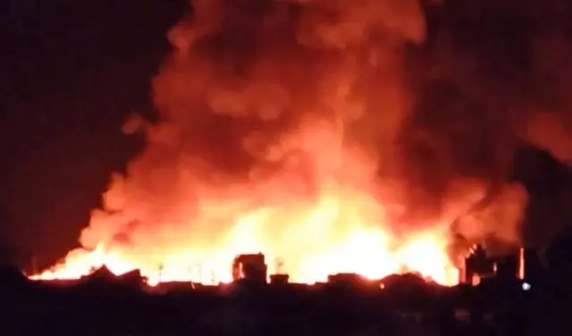 Aerial picture of fire in Wajima in Ishikawa prefecture