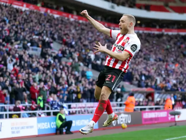 Alex Pritchard celebrates his goal for Sunderland against Preston
