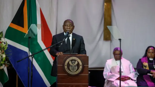 President Cyril Ramaphosa speaks at funeral for renowned South African photographer Peter Magubane