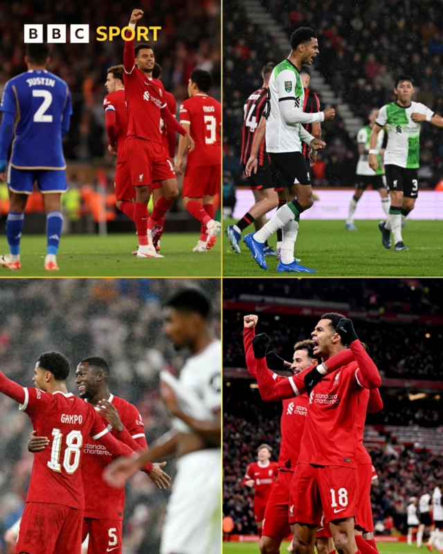 Gakpo celebrates his four goals in four consecutive EFL cup games.