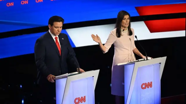 DeSantis and Haley at the debate