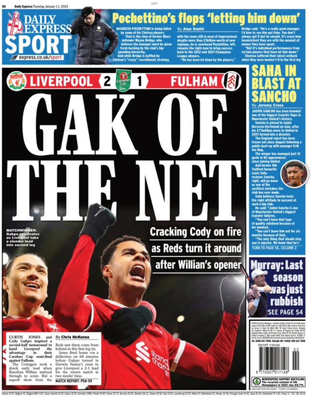 Daily Express Sport back page