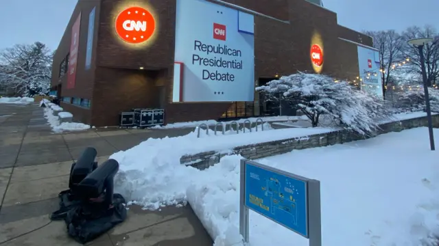 Outside the Des Moines Republican debate