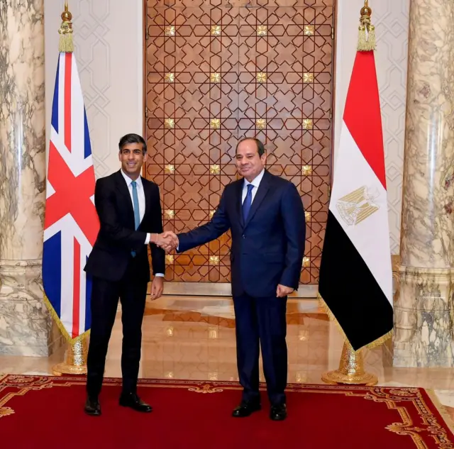 Rishi Sunak and  Abdul Fattah al-Sisi