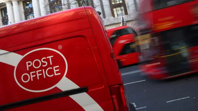 A Post Office branded van is seen in London, Britain, January 11, 2024