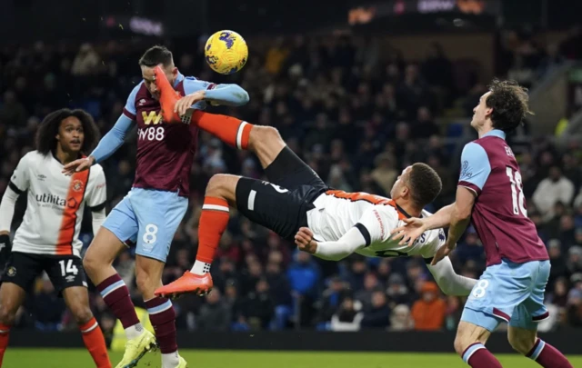 Carlton Morris attempts an overhead kick