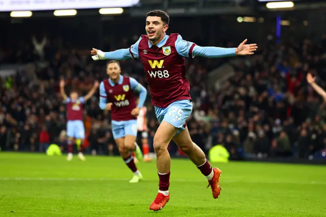 Zeki Amdouni of Burnley celebrates