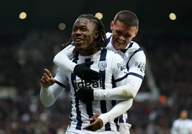 Brandon Thomas-Asante celebrates scoring West Brom's second against Blackburn