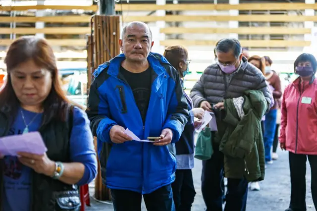 Taiwanese people going to the polls