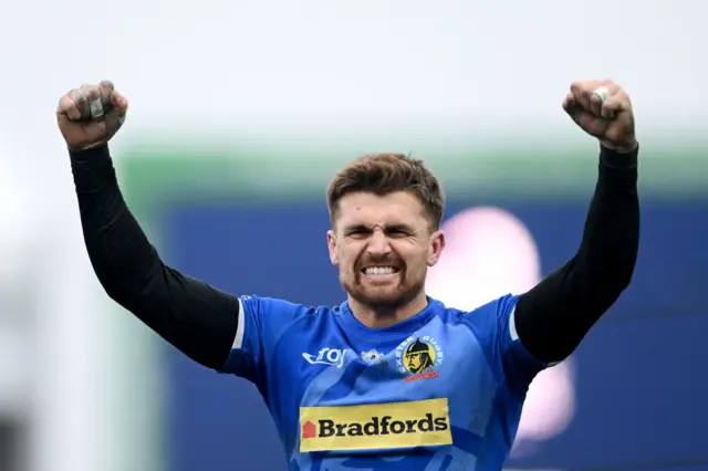 Henry Slade celebrates