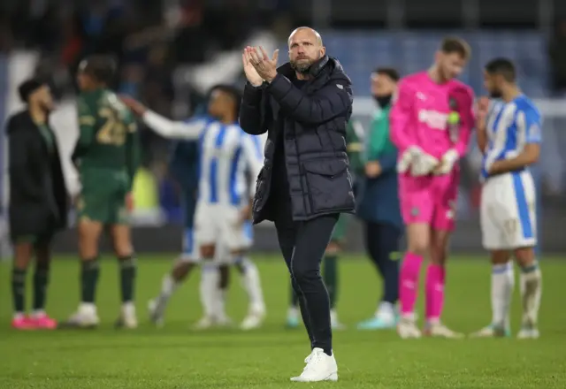 Plymouth boss Ian Foster applauds the Argyle fans