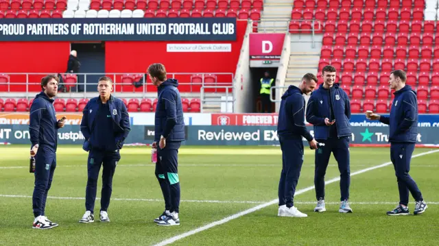 Stoke City players preparing to face Rotherham.