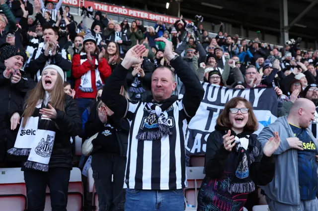 Newcastle fans ahead of their Women's FA Cup tie against Man Utd