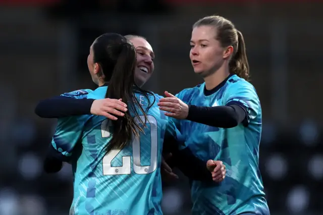 London City Lionesses' Grace Neville celebrates scoring